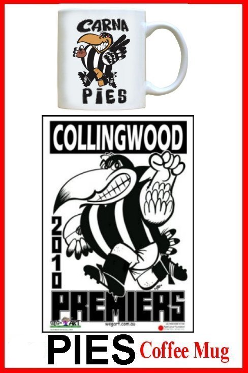 Collingwood 2010 Poster & Carna Pies Coffee Mug Promo